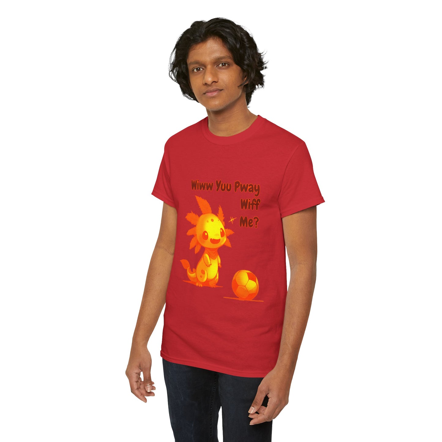 Wiww You Pway Wiff Me Orange Soccer Axolotl Unisex Tee Shirt