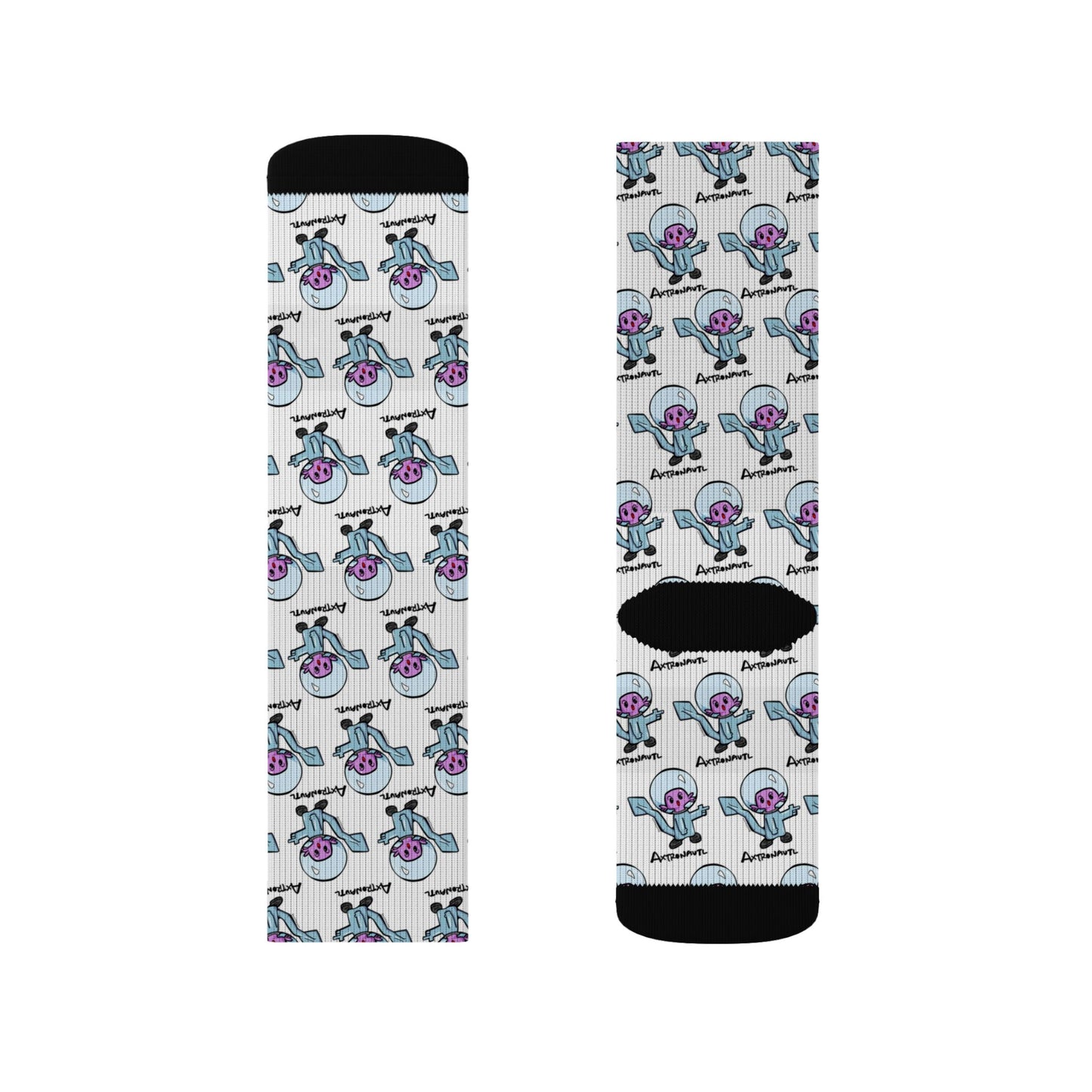 Axtronautl Axolotl Astronaut Sublimation Socks — Axtronautl Pattern Crew Socks