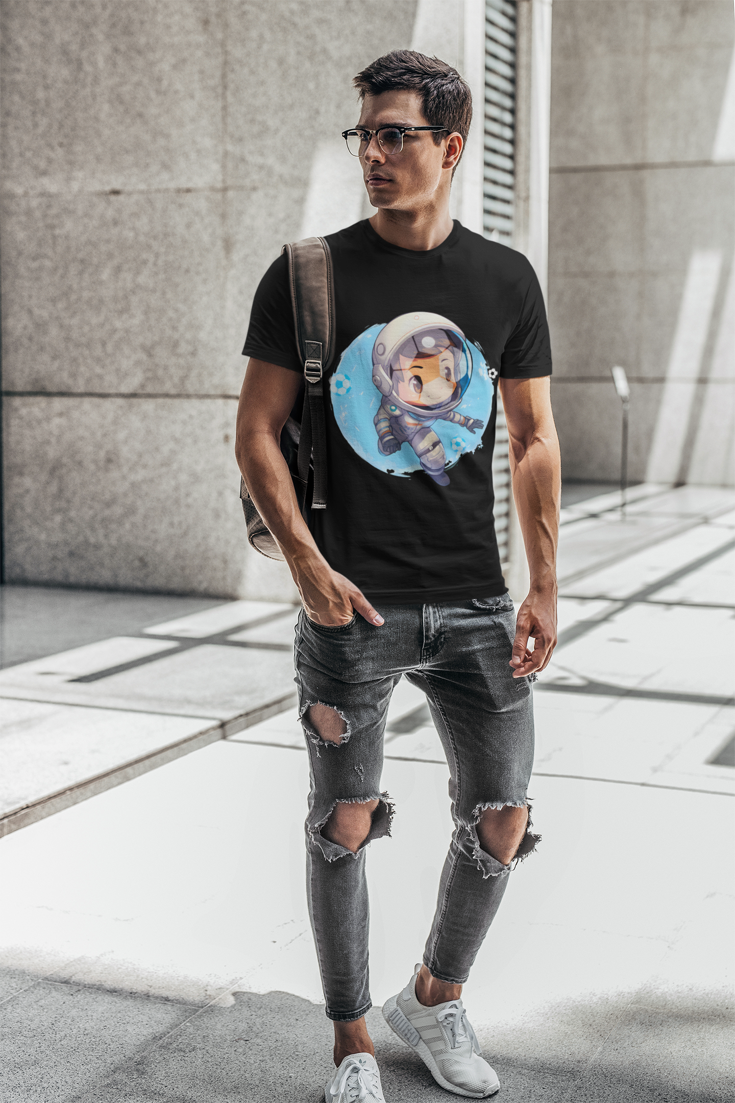 Soccer Chibi Astronaut Unisex Heavy Cotton Soccer Tee Shirt