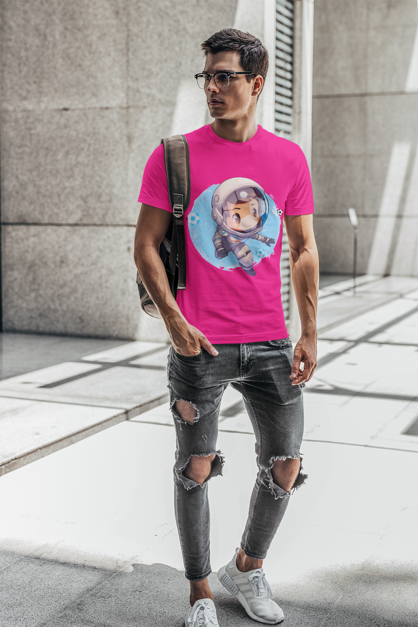 Soccer Chibi Astronaut Unisex Heavy Cotton Soccer Tee Shirt