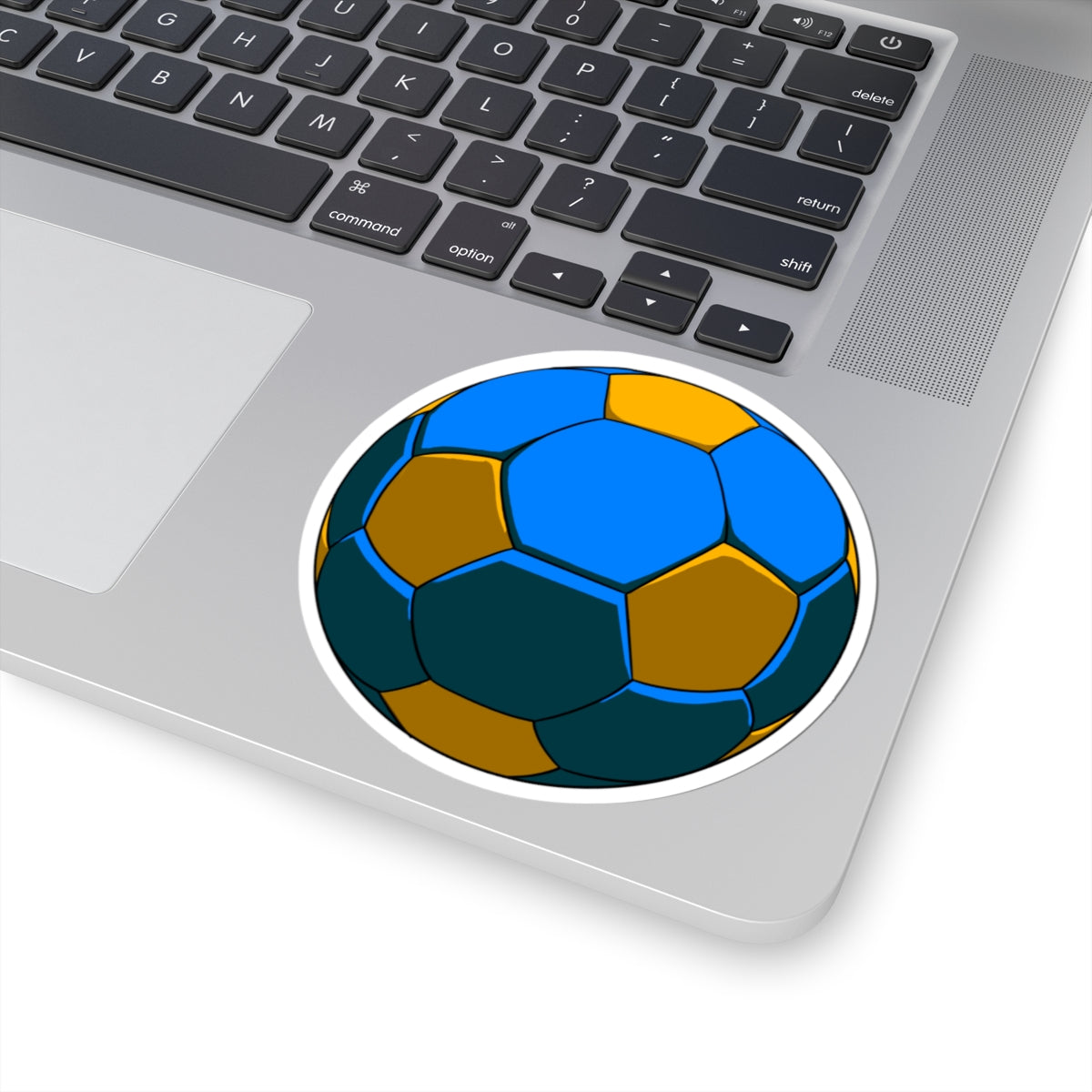 Soccer Ball Kiss-Cut Sticker — Blue & Gold Football Vinyl Decal