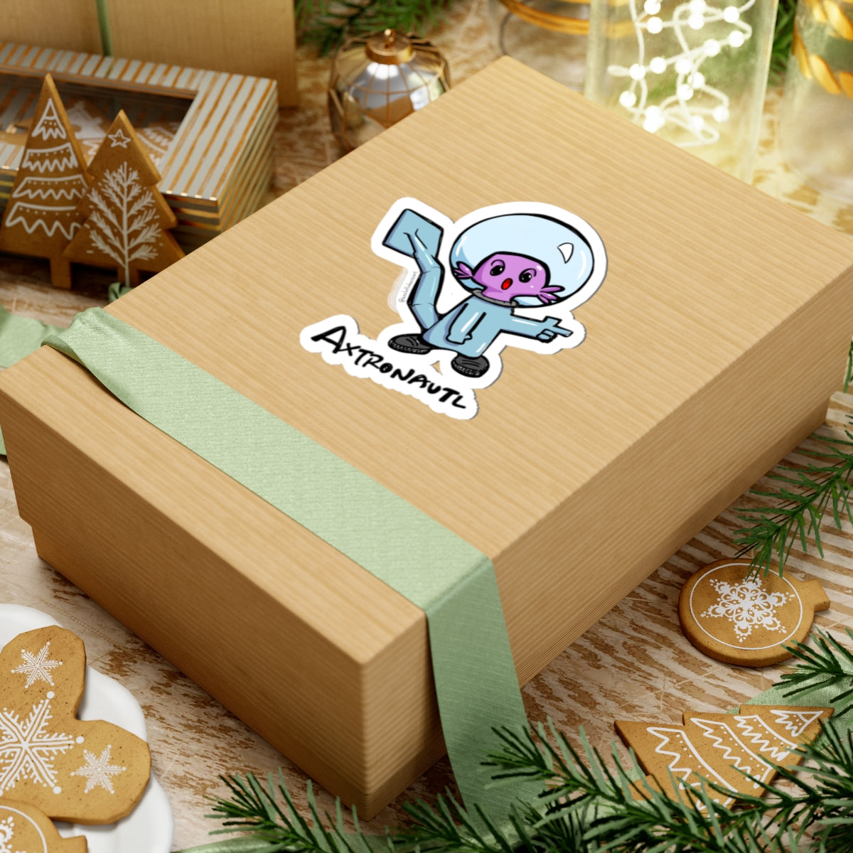 Axtronautl Axolotl Astronaut Sticker — Cute Purple Space Character Kiss-Cut Vinyl