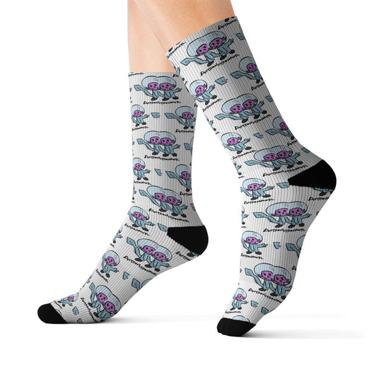 Axtronautl Axolotl Astronaut Sublimation Socks — Axtronautl Pattern Crew Socks