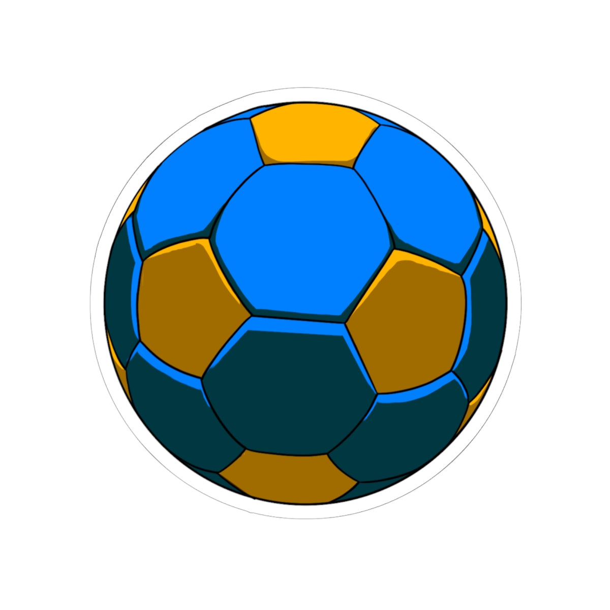 Soccer Ball Kiss-Cut Sticker — Blue & Gold Football Vinyl Decal