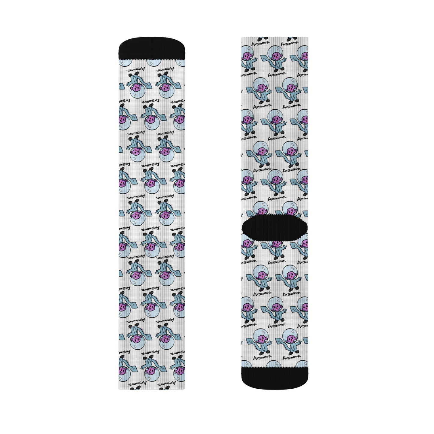 Axtronautl Axolotl Astronaut Sublimation Socks — Axtronautl Pattern Crew Socks