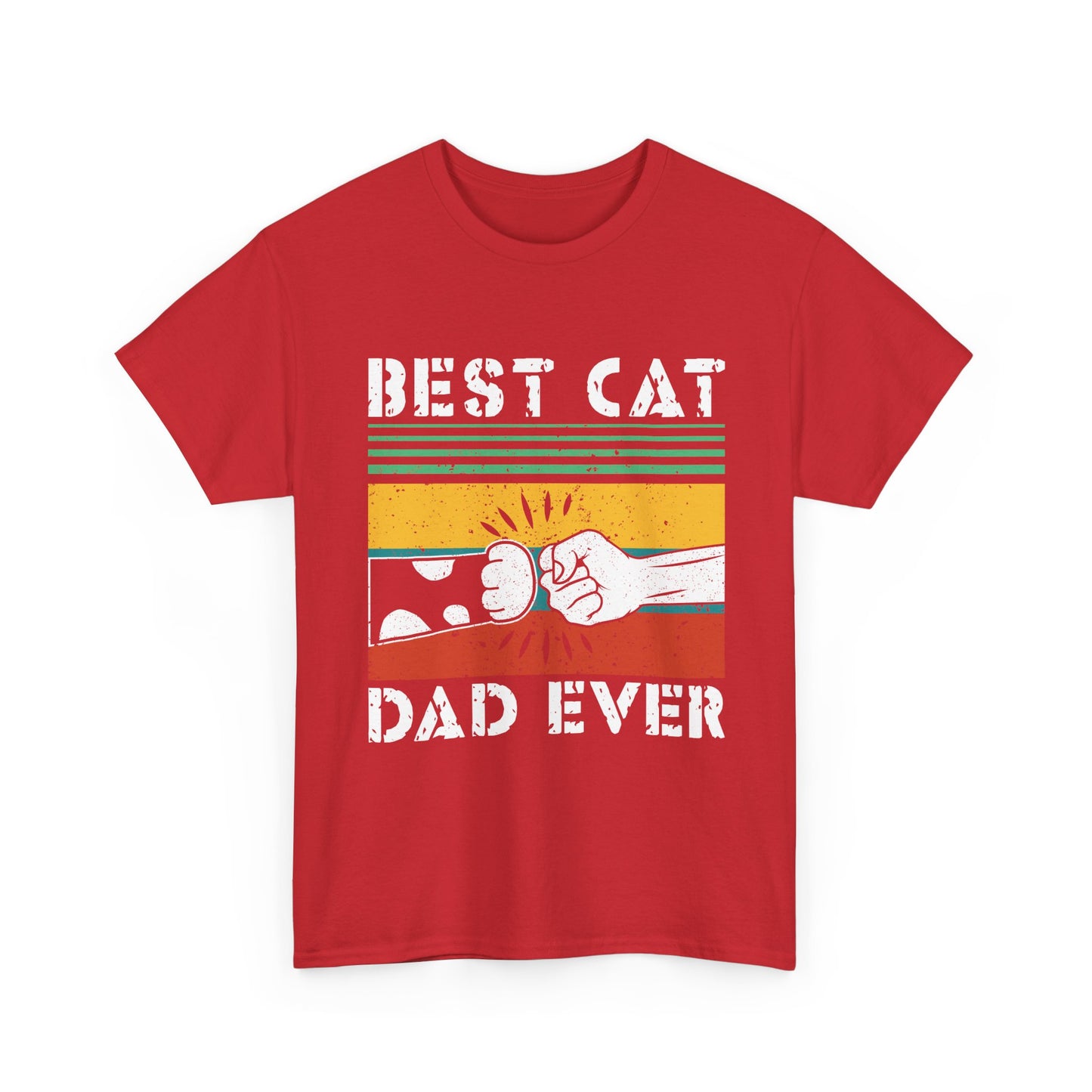 Best Cat Dad Ever T-Shirt – Retro Fist Bump Cat Dad Tee