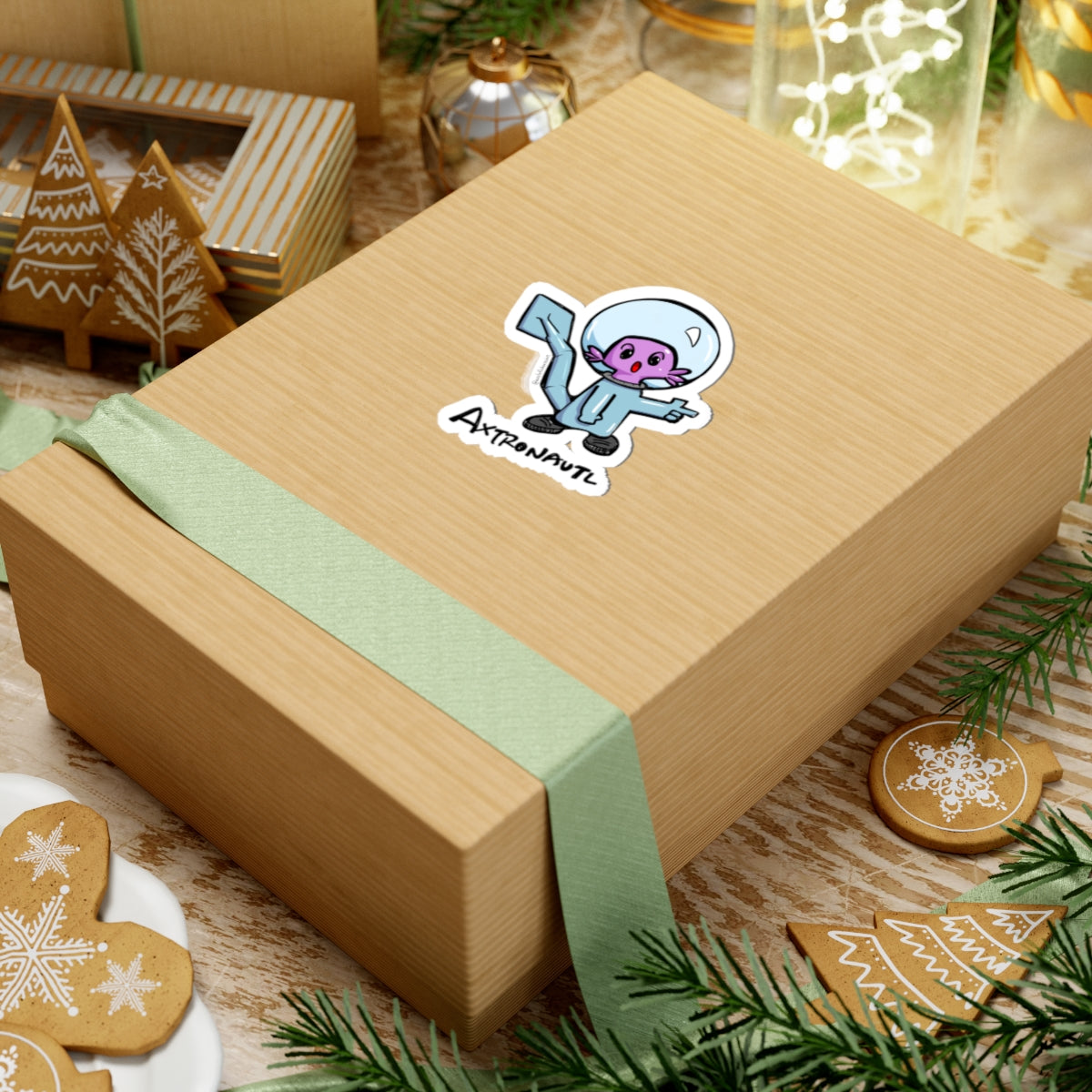 Axtronautl Axolotl Astronaut Sticker — Cute Purple Space Character Kiss-Cut Vinyl