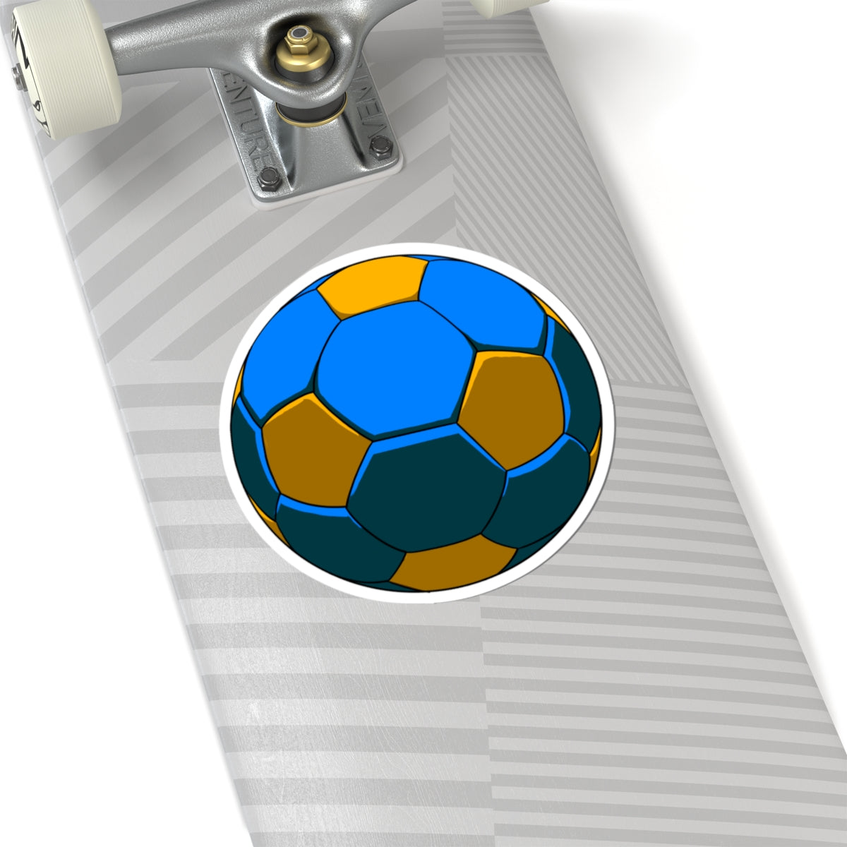 Soccer Ball Kiss-Cut Sticker — Blue & Gold Football Vinyl Decal