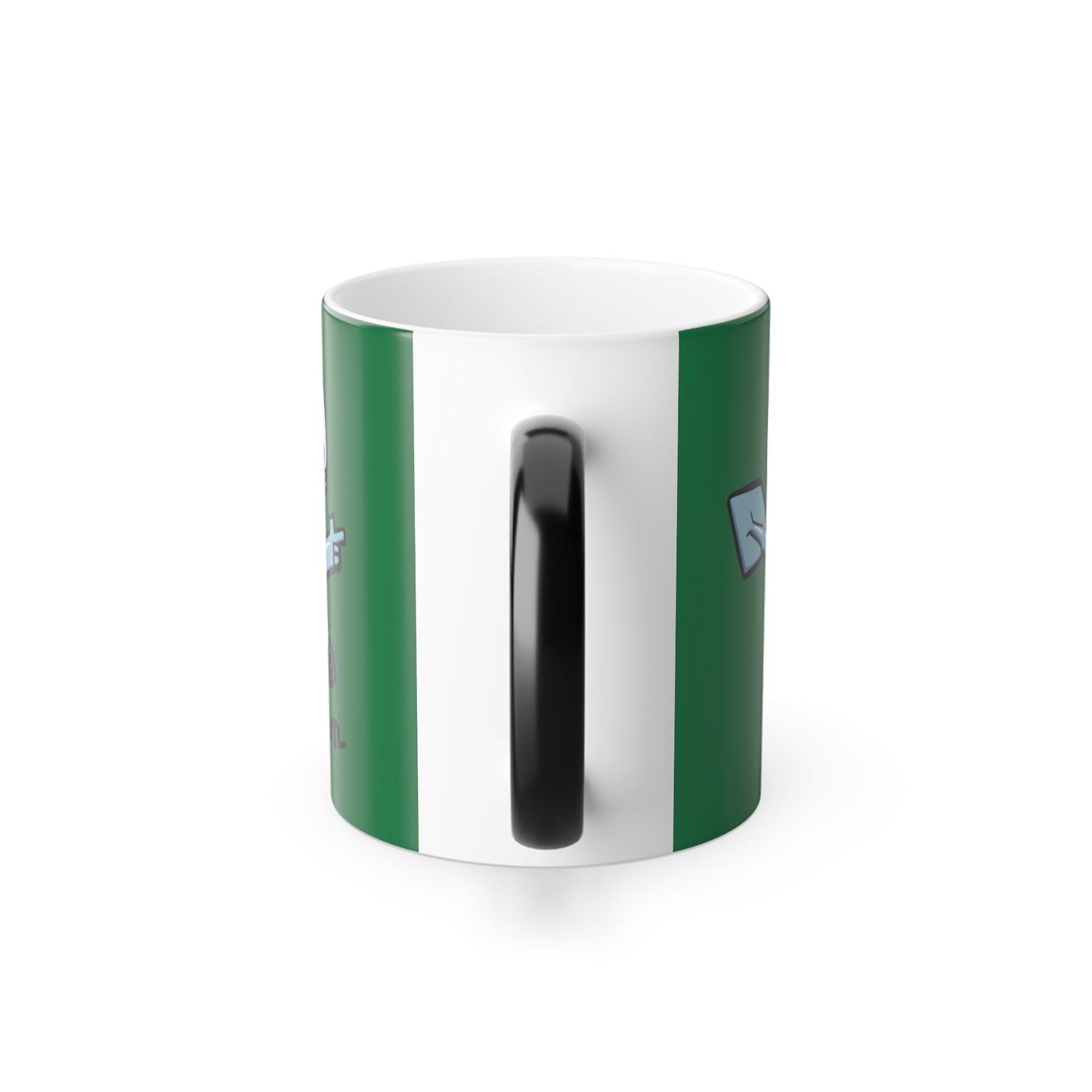 Color Morphing Mug — Cute Astronaut Axolotl Design, Dark Green, 11oz