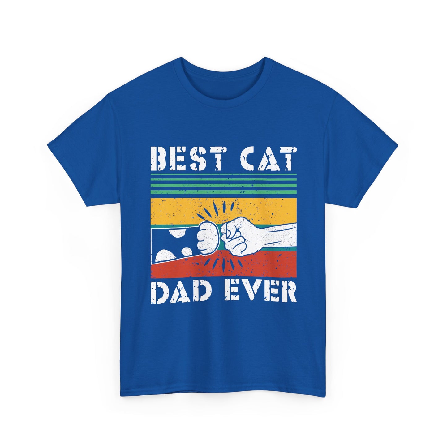 Best Cat Dad Ever T-Shirt – Retro Fist Bump Cat Dad Tee