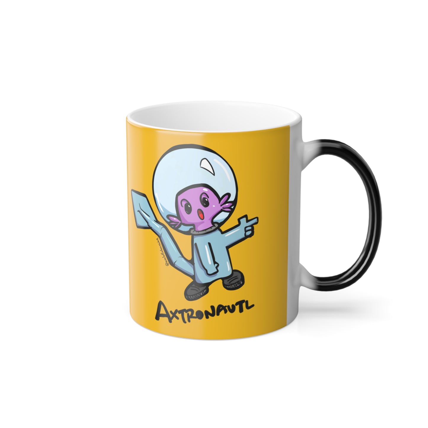 Color Morphing Mug — Cute Astronaut Axolotl Design, 11oz