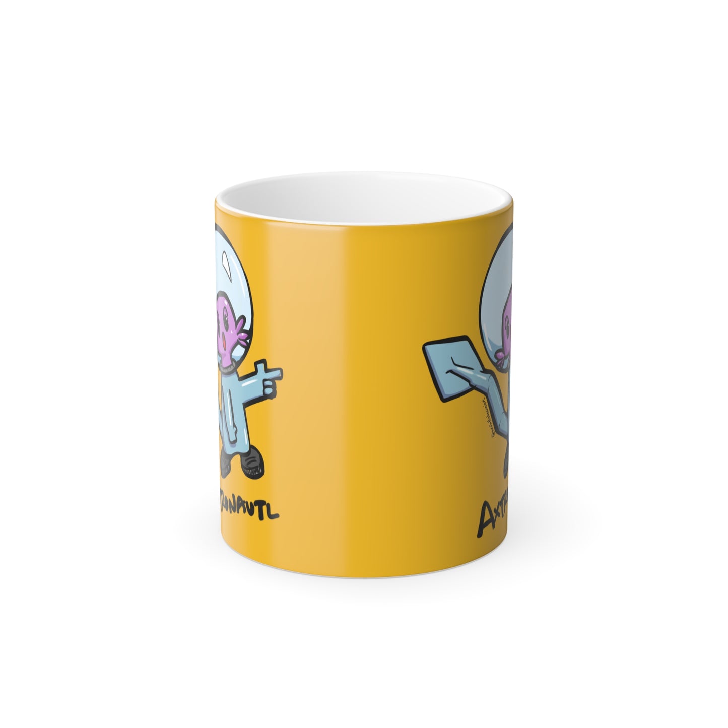 Color Morphing Mug — Cute Astronaut Axolotl Design, 11oz