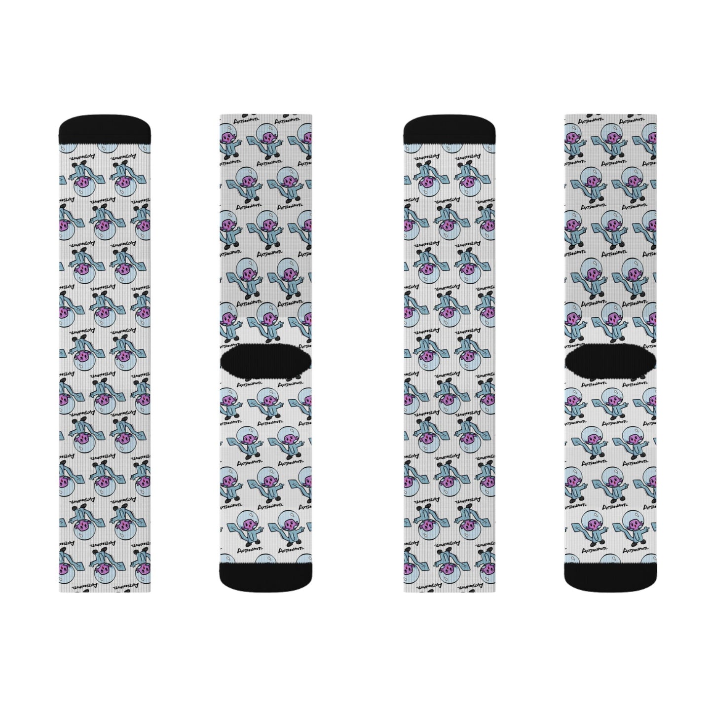 Axtronautl Axolotl Astronaut Sublimation Socks — Axtronautl Pattern Crew Socks