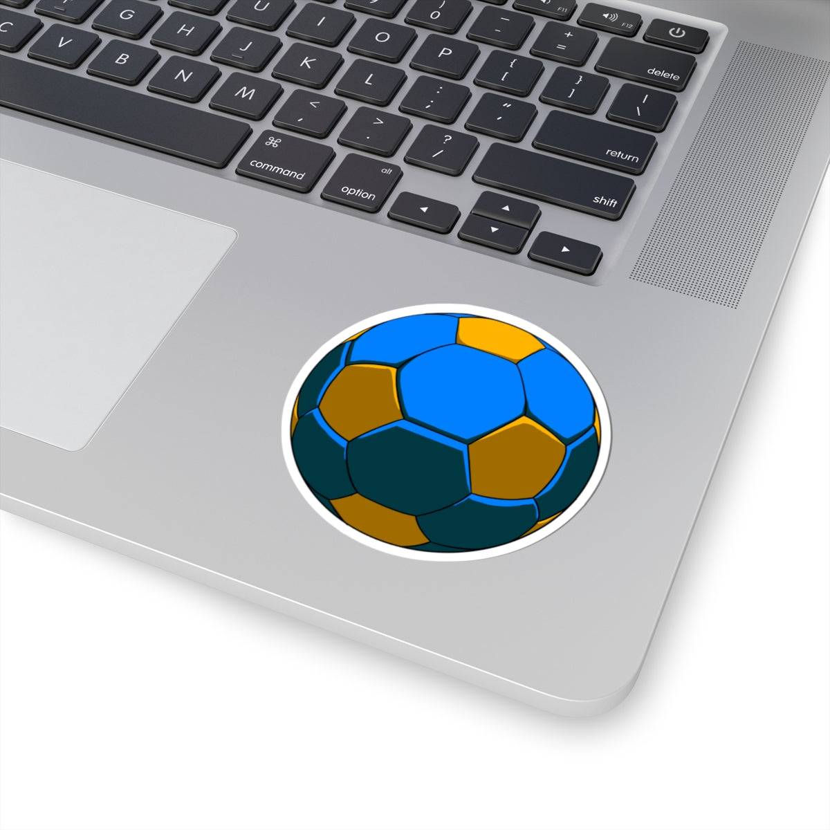 Soccer Ball Kiss-Cut Sticker — Blue & Gold Football Vinyl Decal
