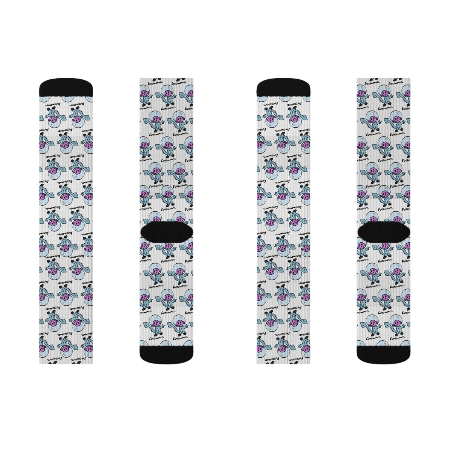 Axtronautl Axolotl Astronaut Sublimation Socks — Axtronautl Pattern Crew Socks