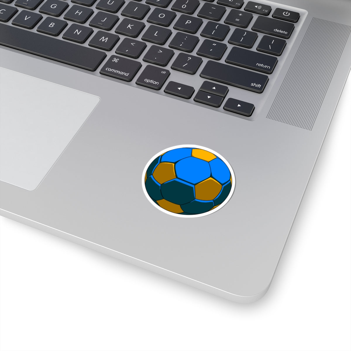 Soccer Ball Kiss-Cut Sticker — Blue & Gold Football Vinyl Decal