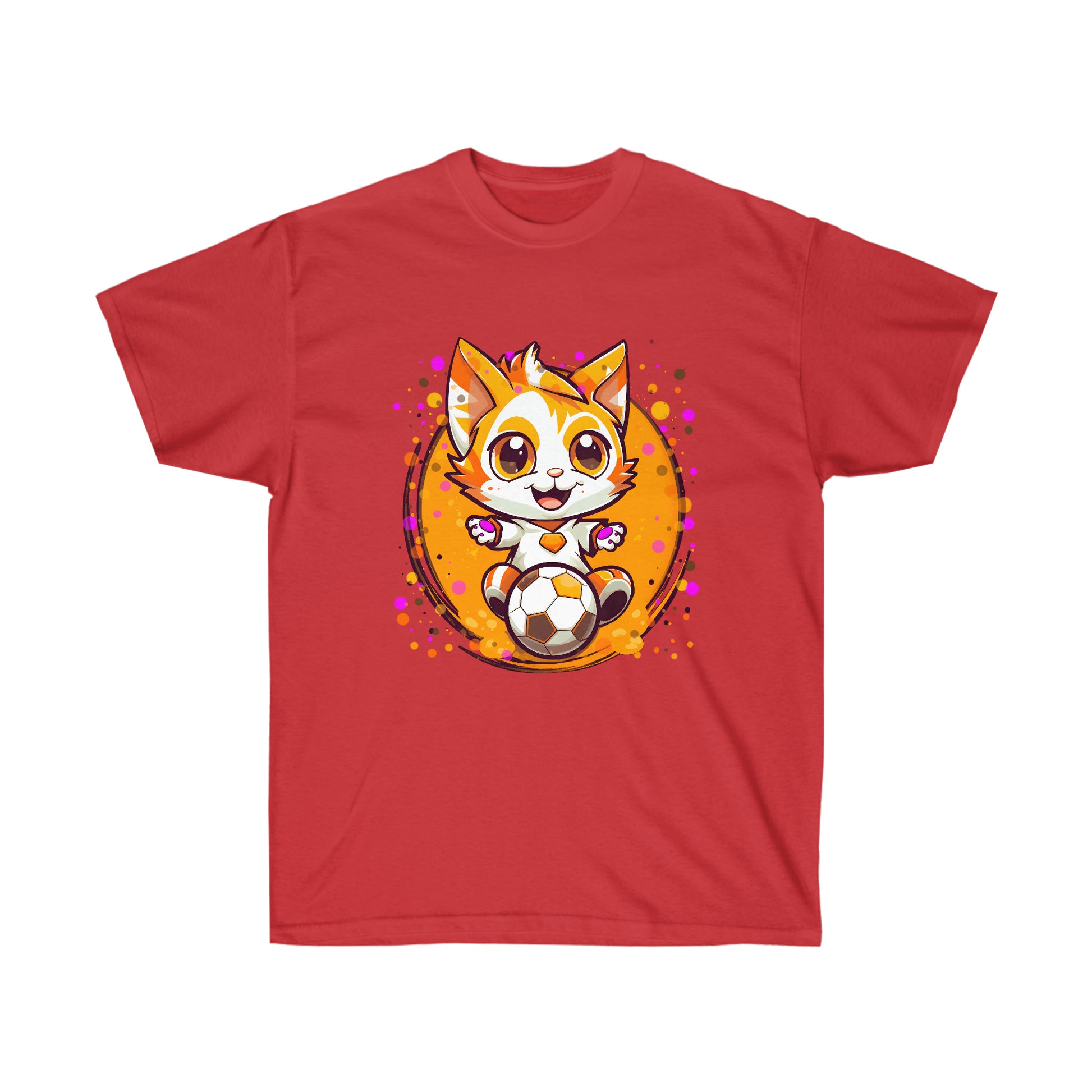 Happy Cat Tee shirt from soccer, playful graphic design, perfect for Halloween too