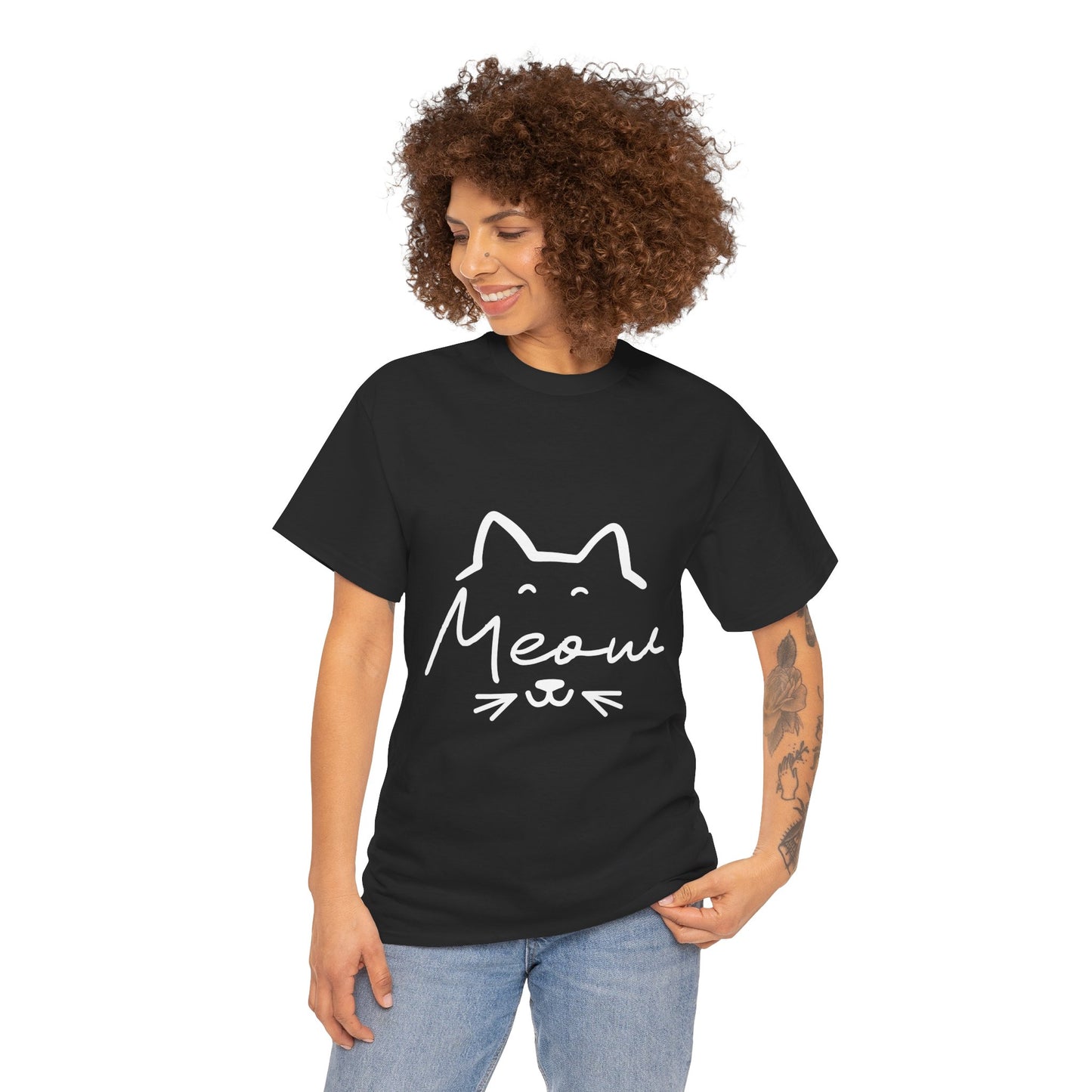 Meow Cat Tee — Cute Handwritten Cat Graphic T-Shirt