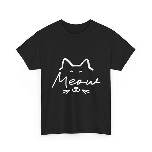 Meow Cat Tee — Cute Handwritten Cat Graphic T-Shirt
