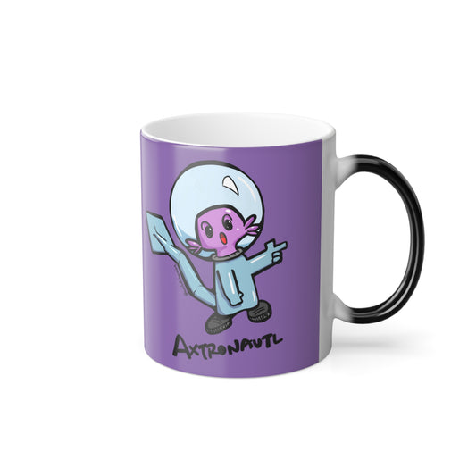 Color Morphing Mug — Cute Astronaut Axolotl Design, Light Purple, 11oz