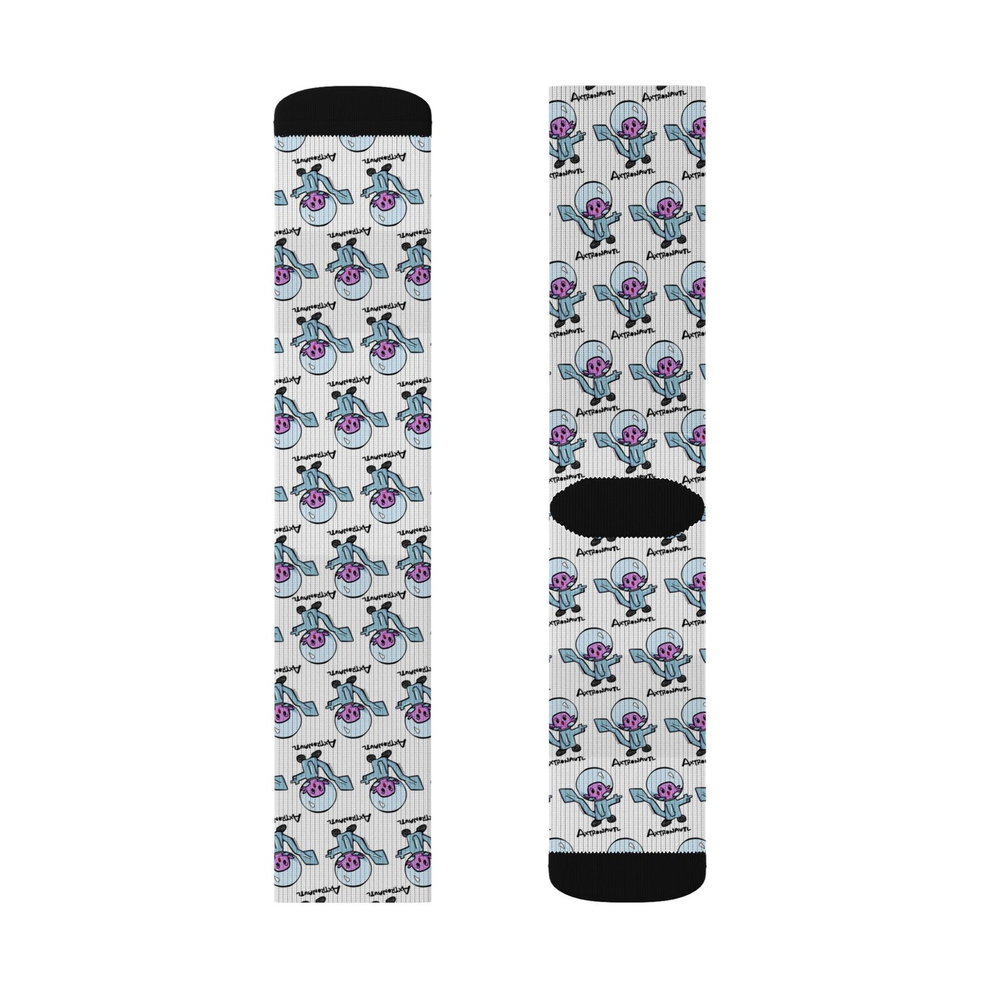 Axtronautl Axolotl Astronaut Sublimation Socks — Axtronautl Pattern Crew Socks