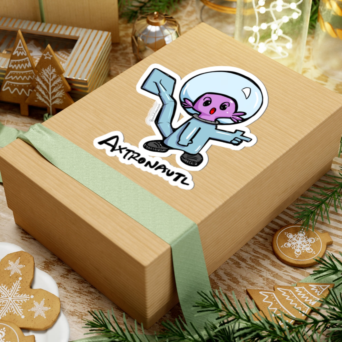 Axtronautl Axolotl Astronaut Sticker — Cute Purple Space Character Kiss-Cut Vinyl